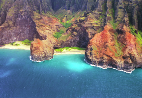 Kauai island aerial view