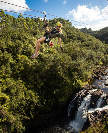 Zip lining on Hawaii Island
