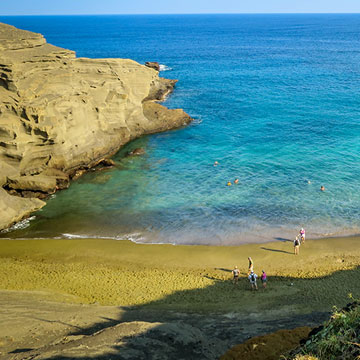 Green sand beach on the Island of Hawaii