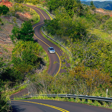 Driving through Waimea Canyon State Park