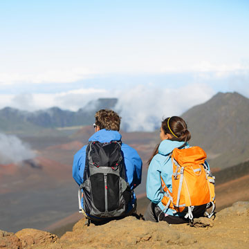 Couple hiking at Volcanoes National Park