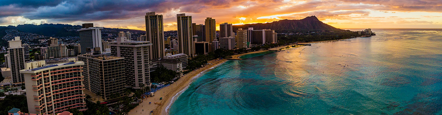 Aerial shot of Waikiki Oahu