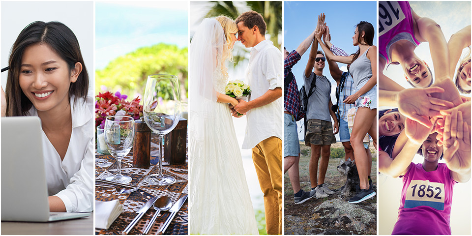 Photo collage of people in various events. 