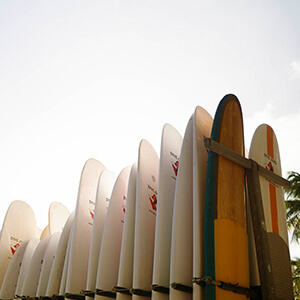 Detail image of surfboards.