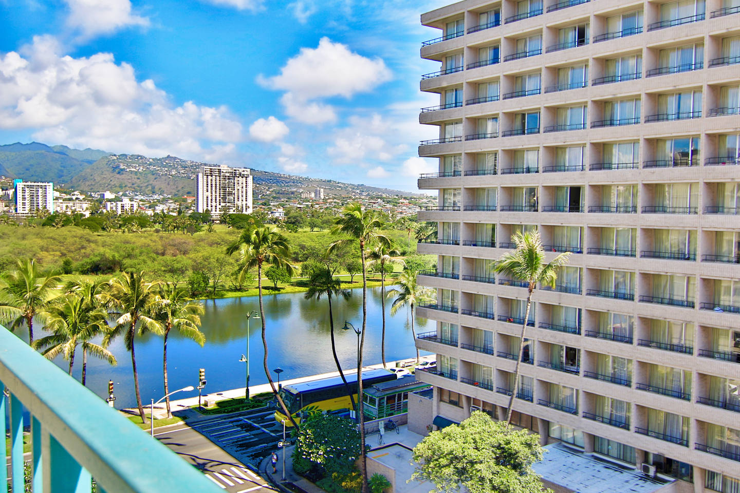 View from the balcony overlooking the Ala Wai.