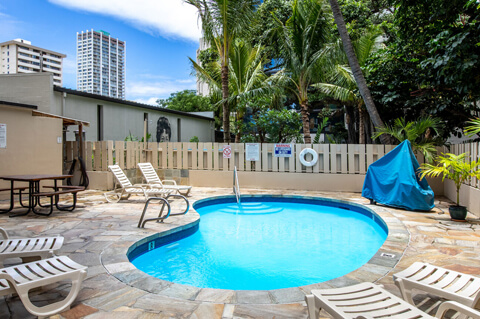 Pool, sun deck, loungers