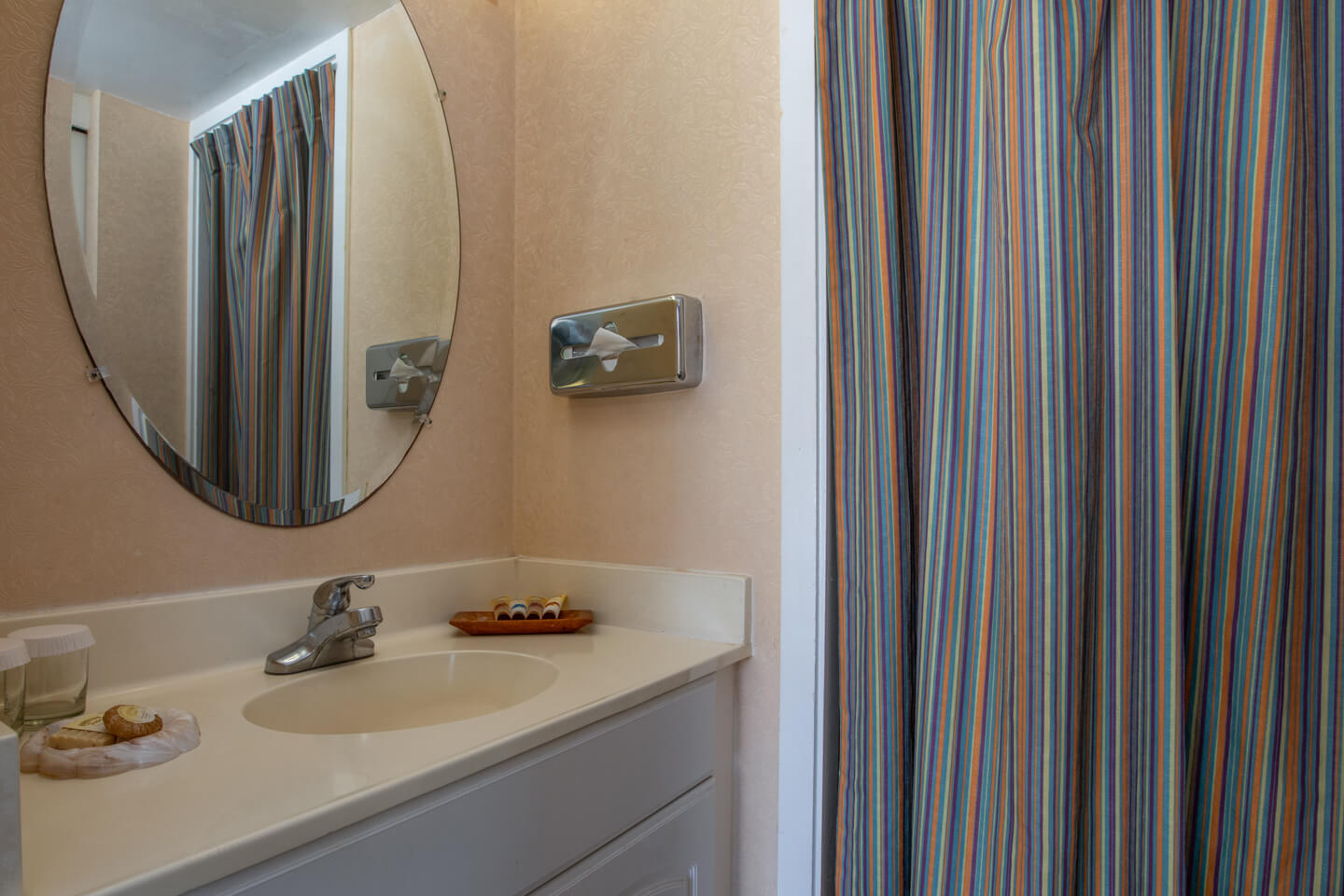 Bathroom sink and counter.