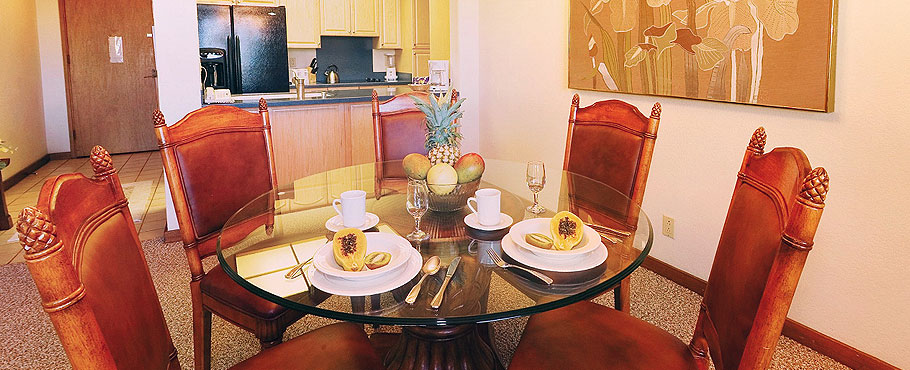 Dining area with table and chairs