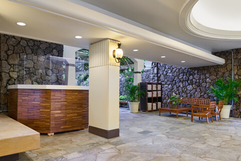 Valet station located infront of the Aston Waikiki Beach Tower lobby
