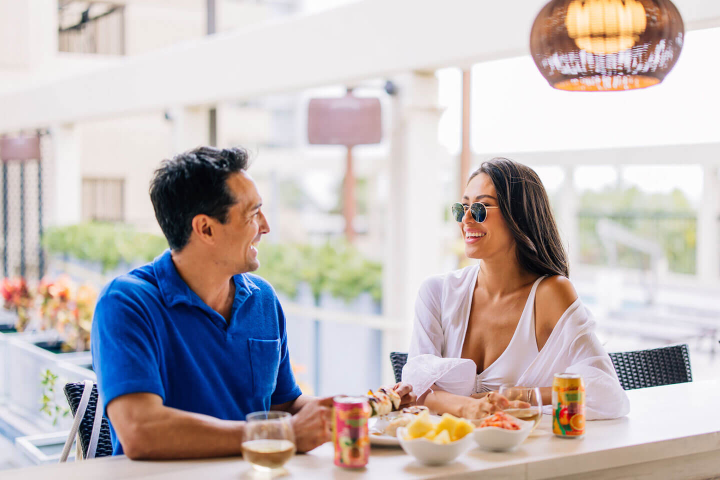 couple having a meal on deck