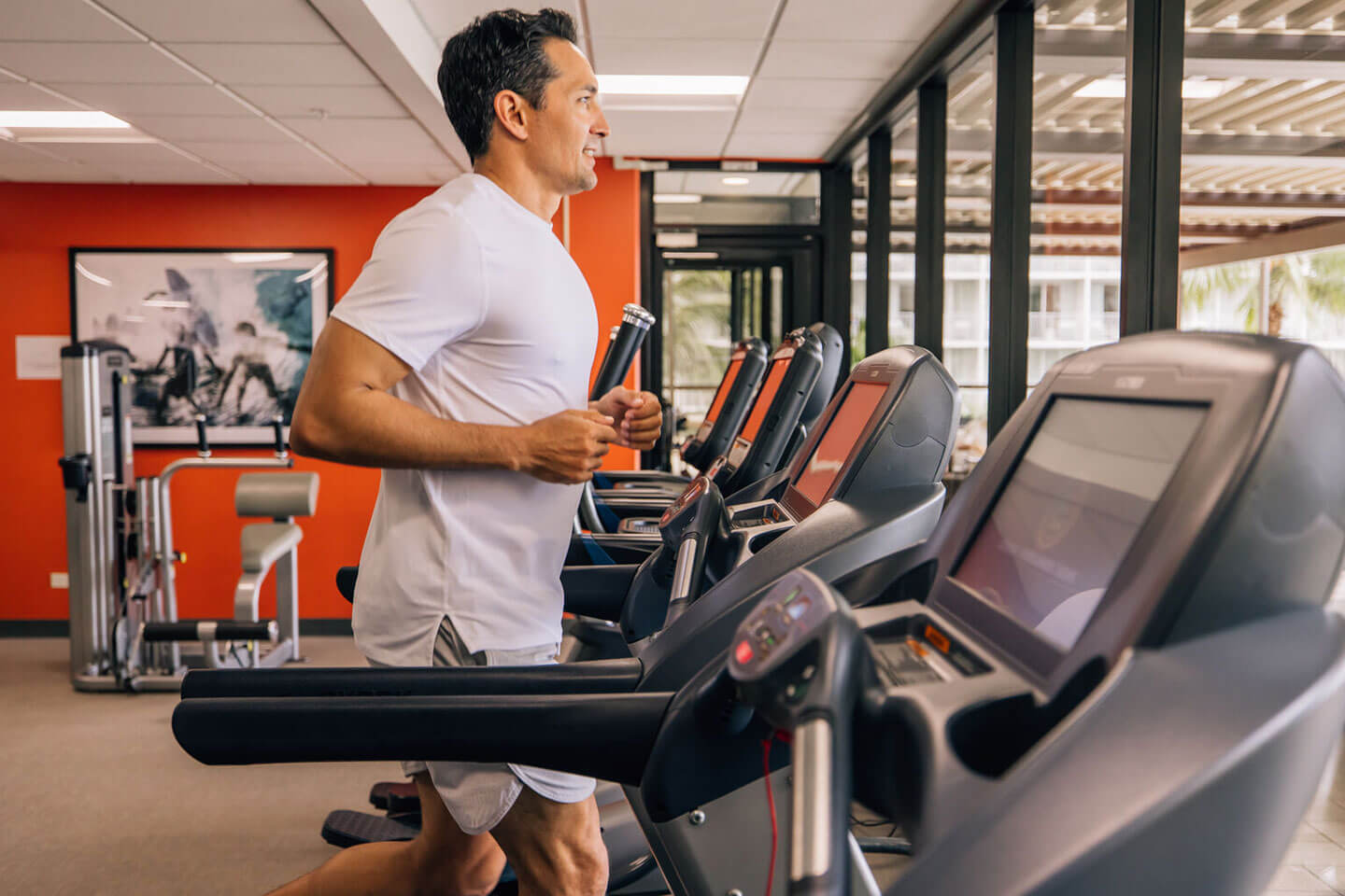 Man running on treadmill