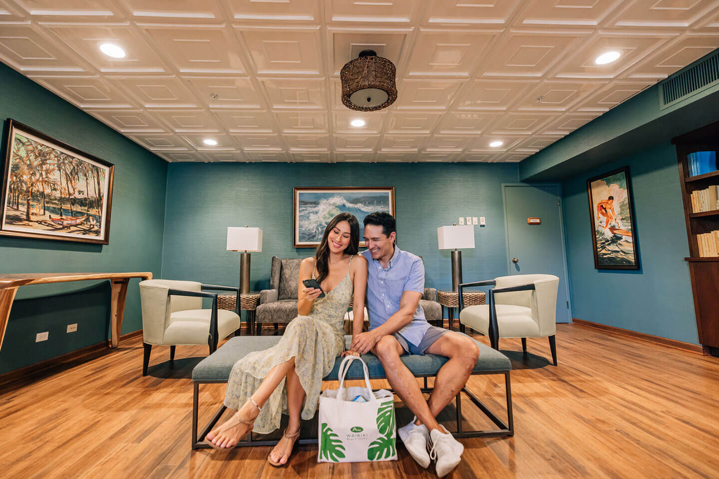 Couple relaxing in lounge