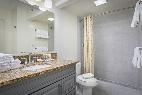 1-Bedroom Partial Ocean View bathroom with sink, shower/tub combo, and toilet.