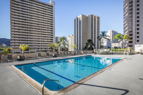 Recreation deck with outdoor pool.