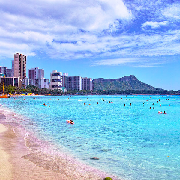 Diamond Head view from Waikiki beach Oahu Hawaii