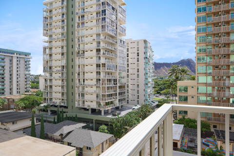 View from the balcony of the 1-Bedroom Suite at the Ewa Hotel Waikiki
