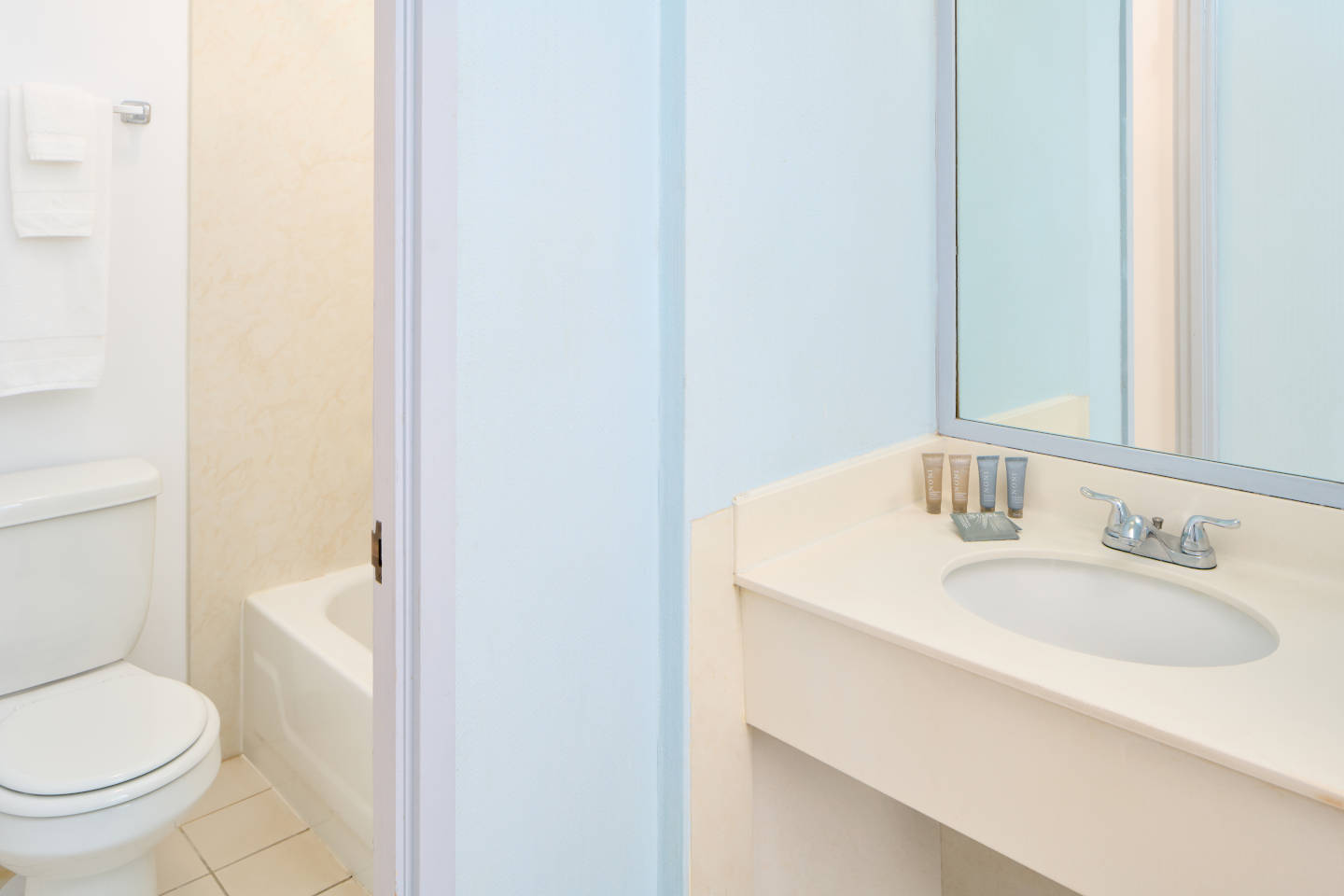 Bathroom sink and toilet.