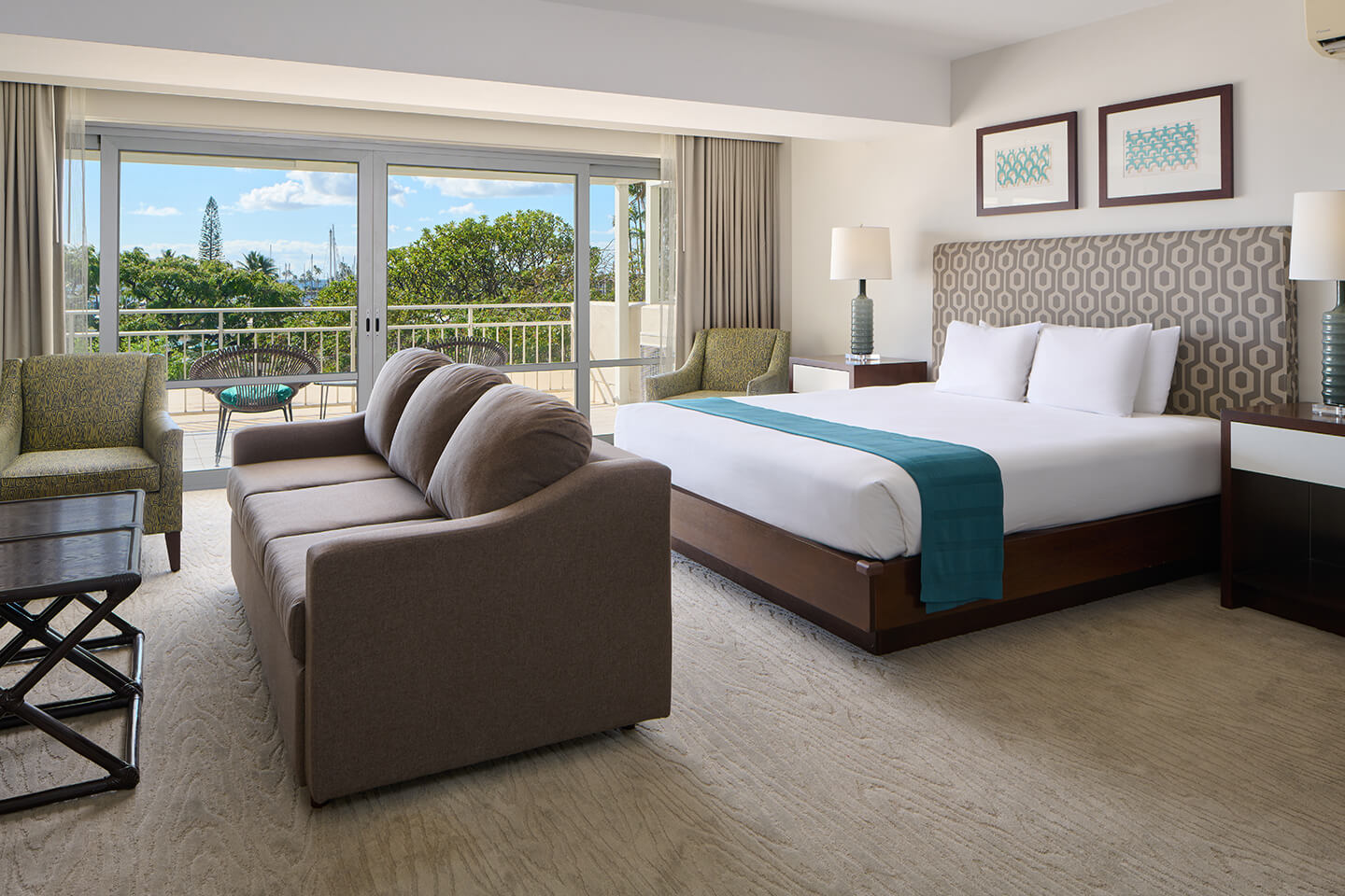 Luxury Junior Suite Courtyard View Bedroom and Living Area