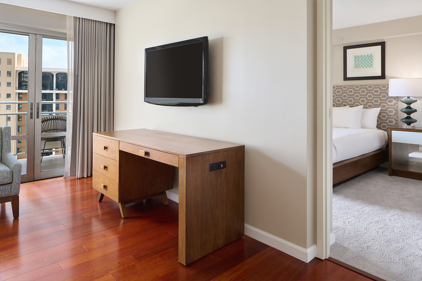 TV and entertainment stand in living area