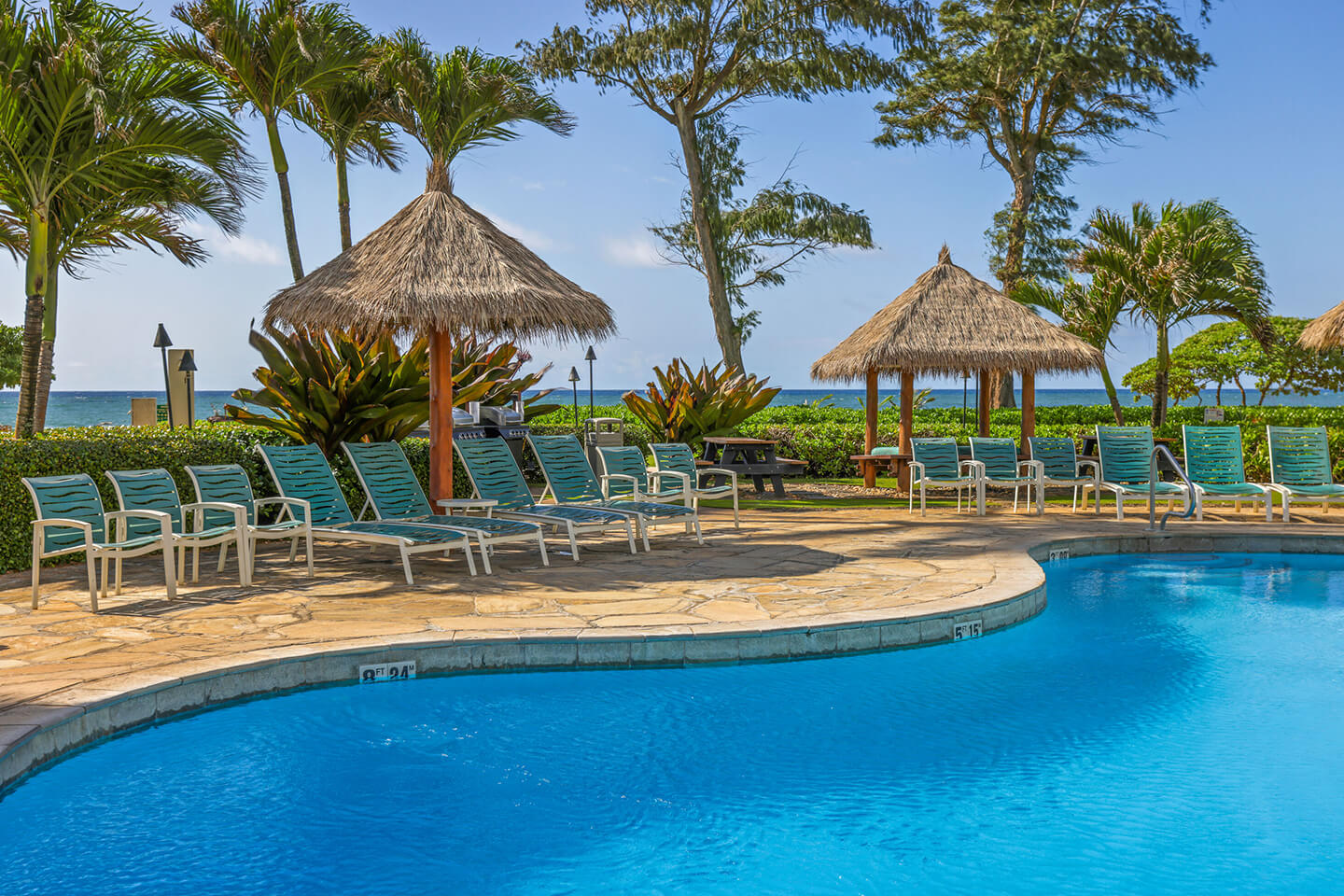 Pool area and sun deck at the Aston Islander on the Beach