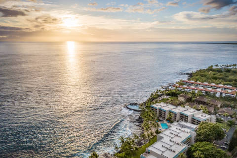 Aerial view of resort and ocean