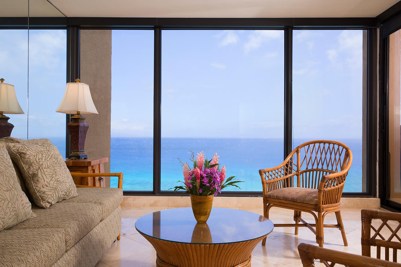 One-Bedroom Two-Bath Premium Oceanfront Living Room