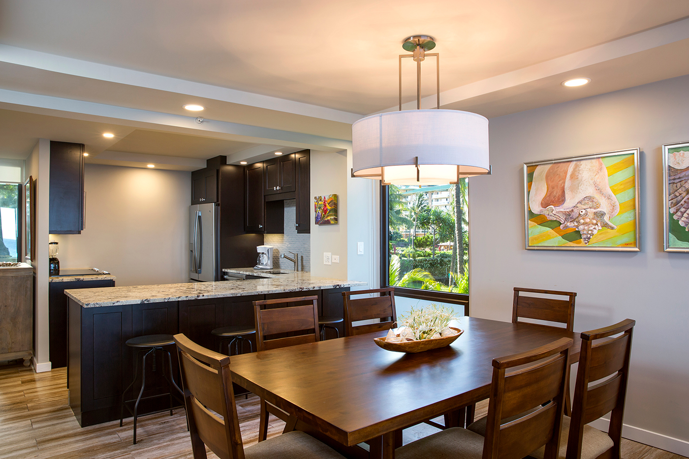 Two-Bedroom Two-Bath Premium Oceanfront Kitchen and Dining Area