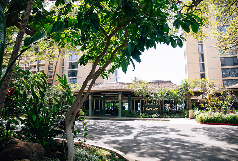 Hotel front exterior.