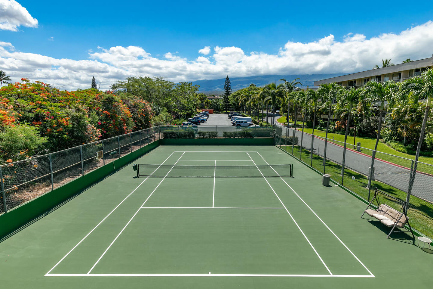 Outdoor tennis court.