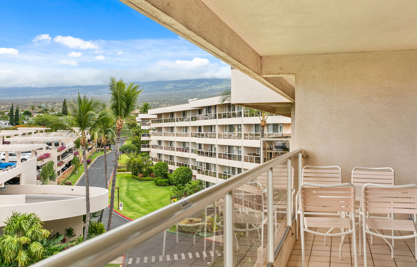 Balcony with resort views.