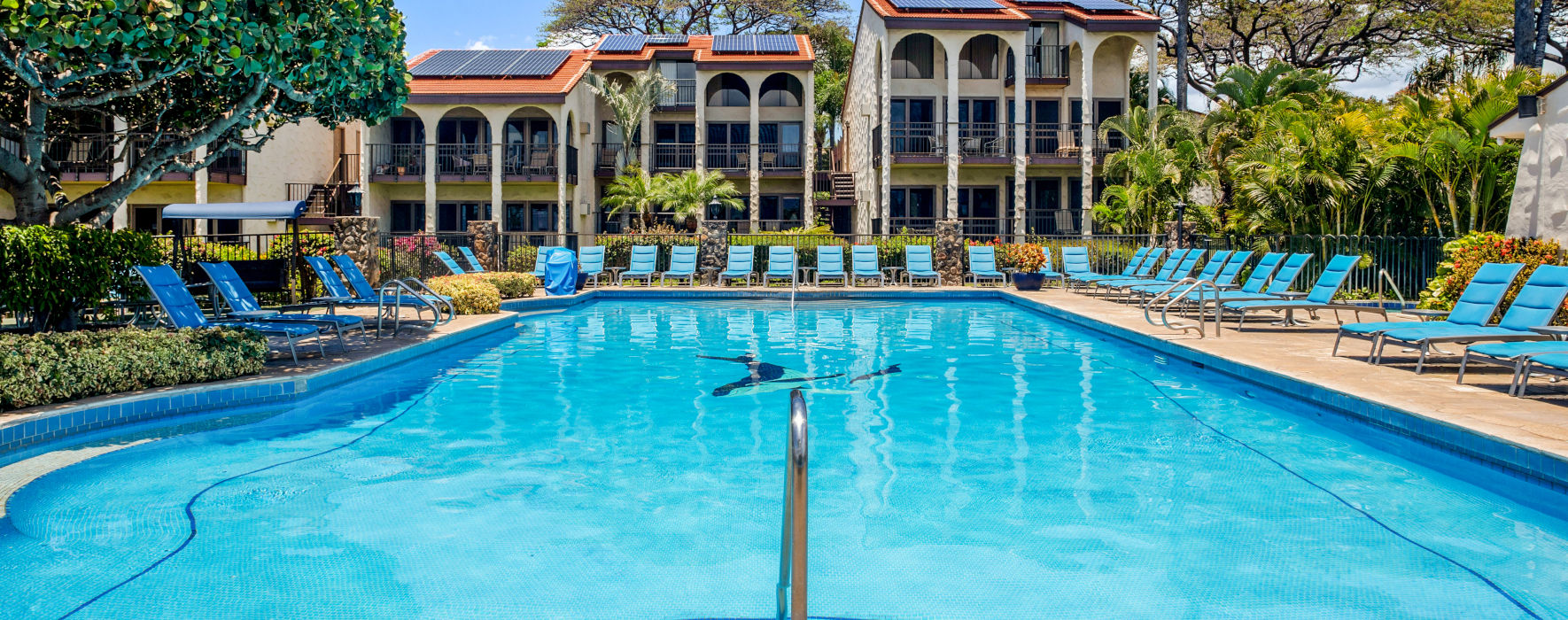 View from the pool looking straight at the units 