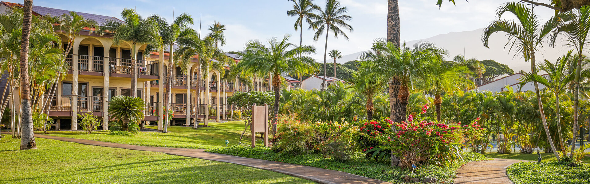 Resort gardens and building exterior.