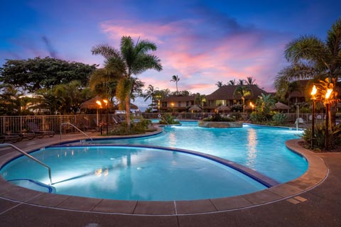 Oceanside pool during the evening