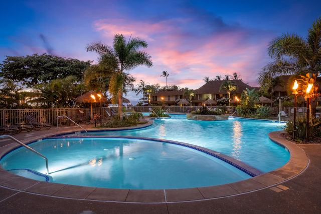 Oceanside pool during the evening