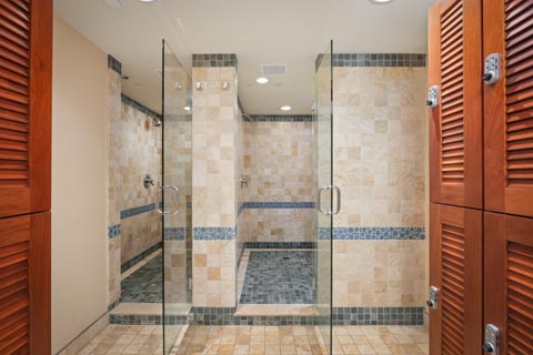 Pool area shower and bathroom