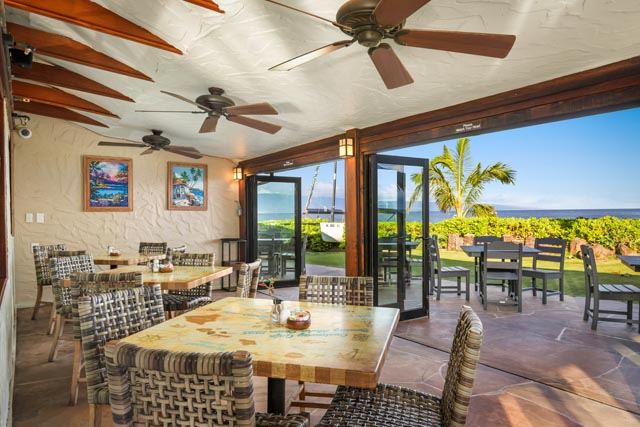 Restaurant dining area and patio seating