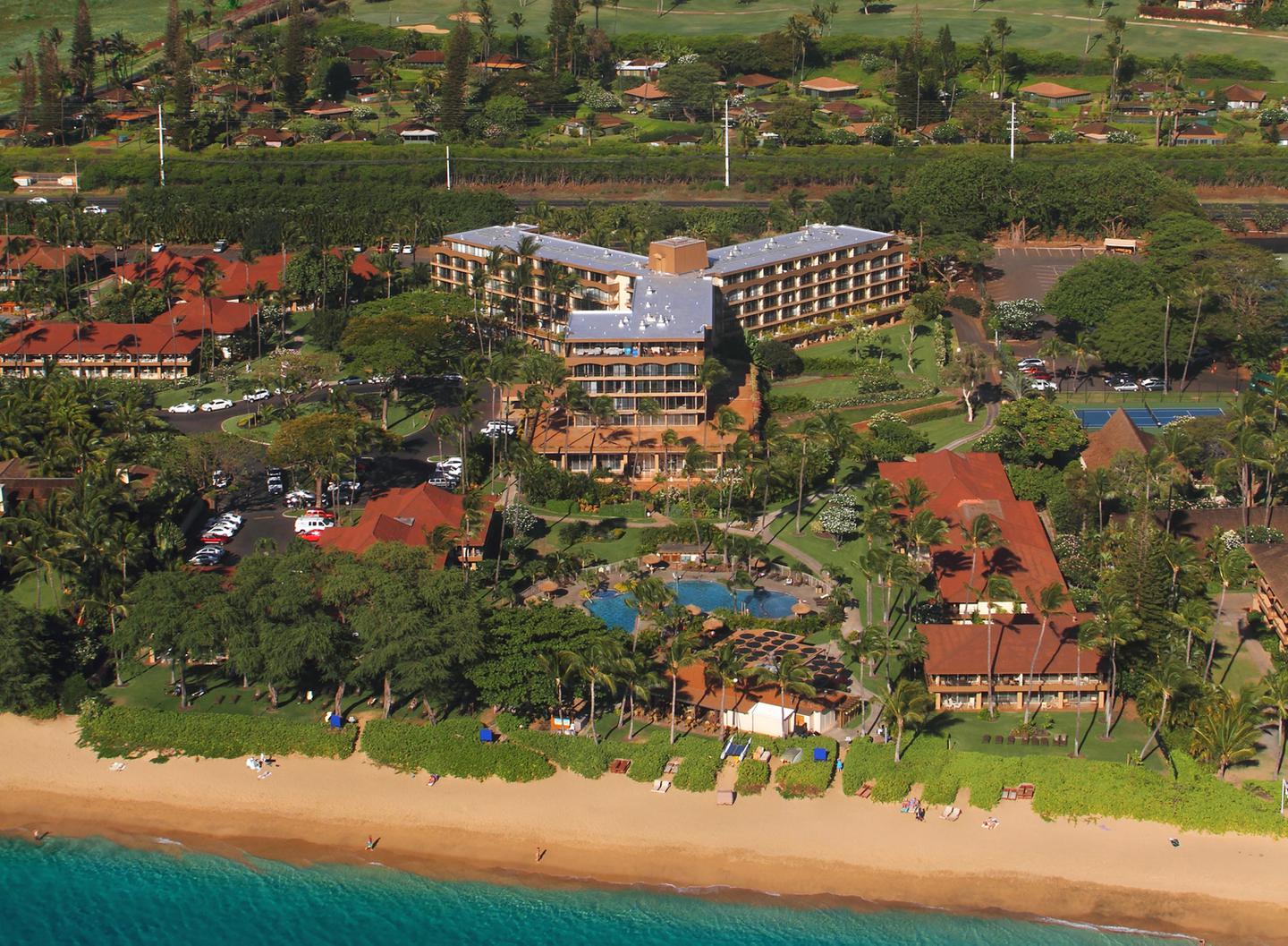 Aerial view of resort and beachfront