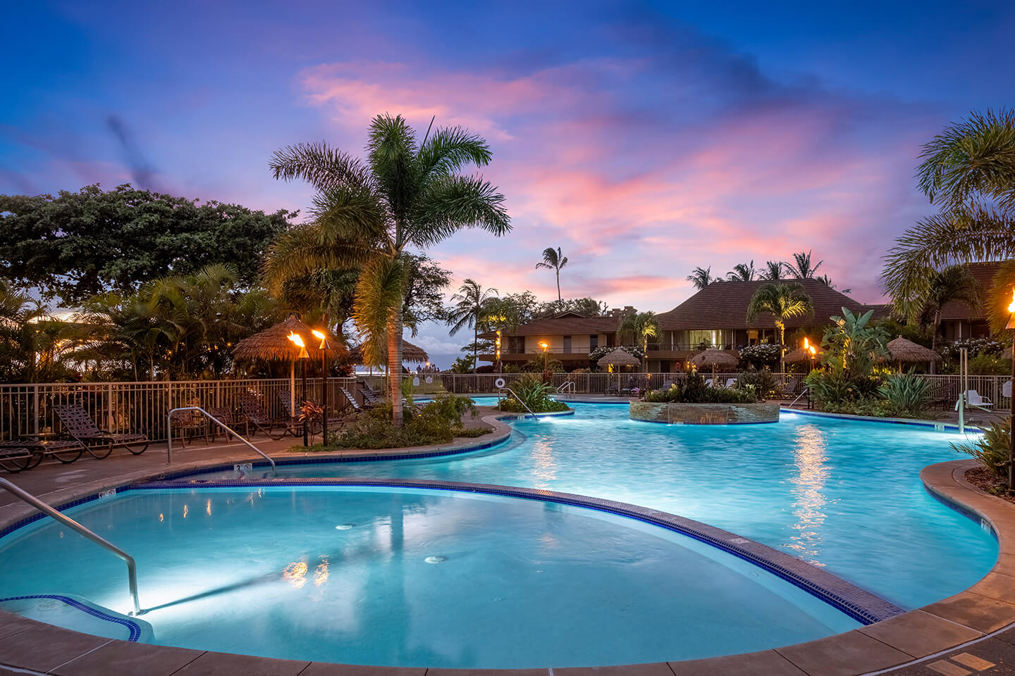 Oceanside pool during the evening