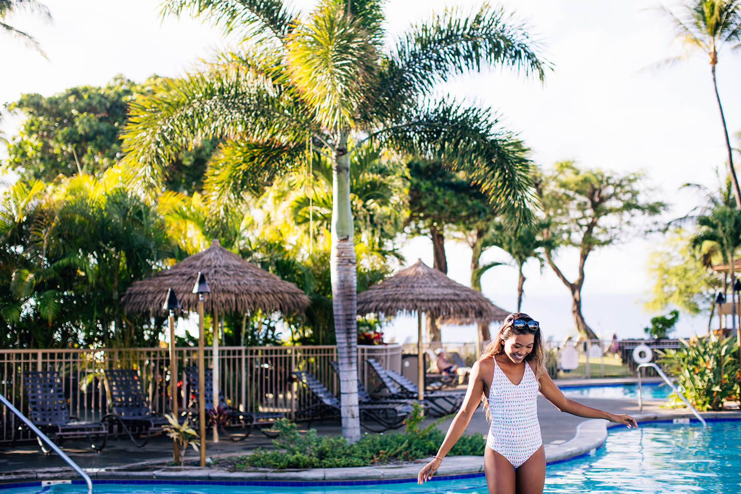 Woman standing in pool