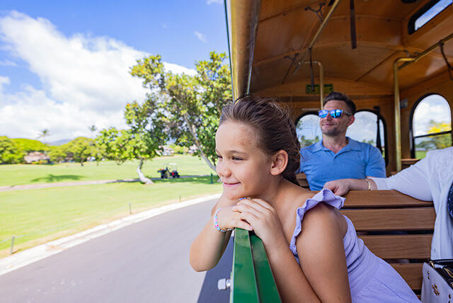 Girl sitting in trolley