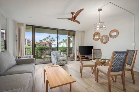 Two Bedroom Ocean View Living Area with seperate seating area and dining area