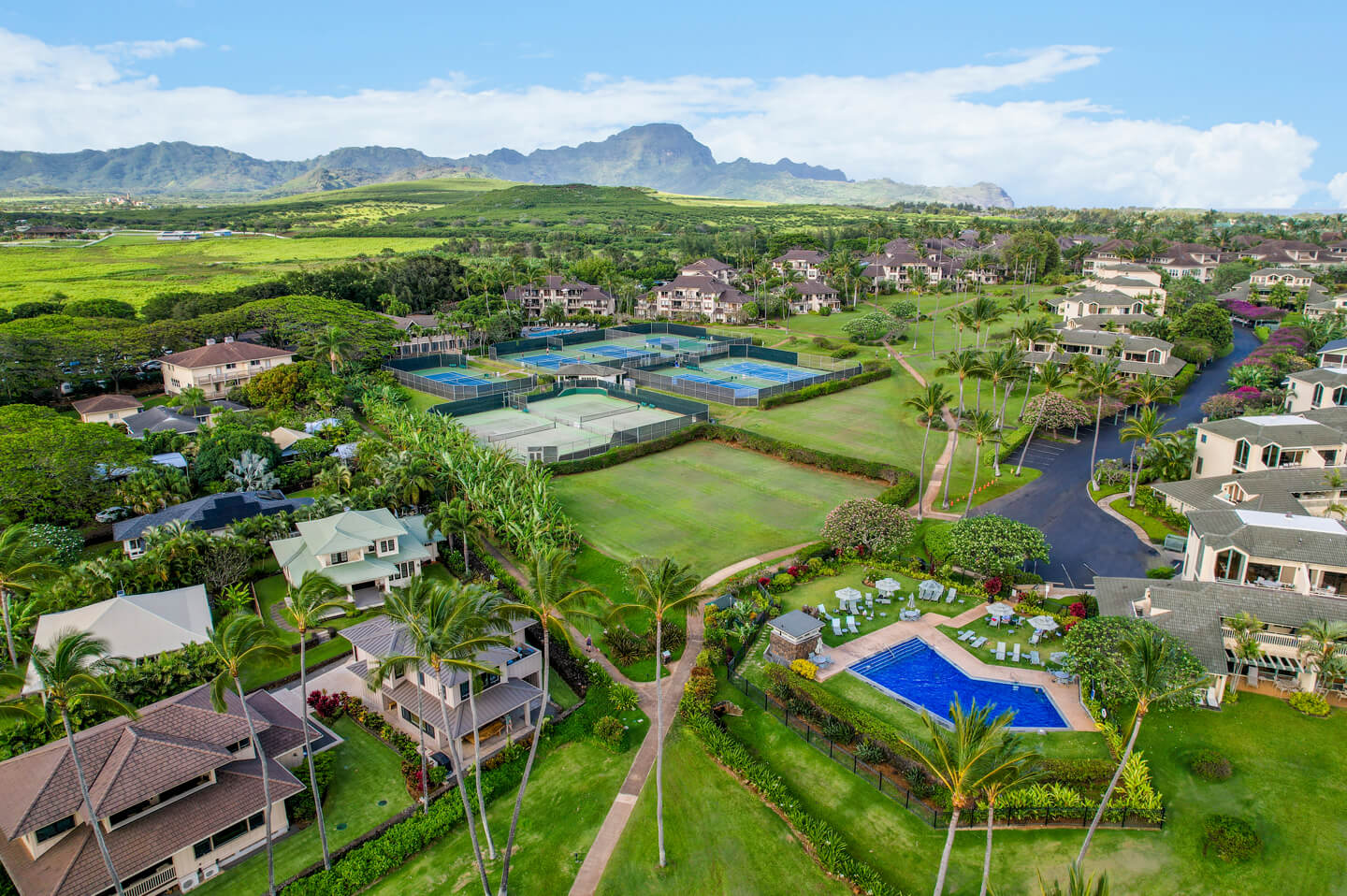 Aerial view of the property's grounds.