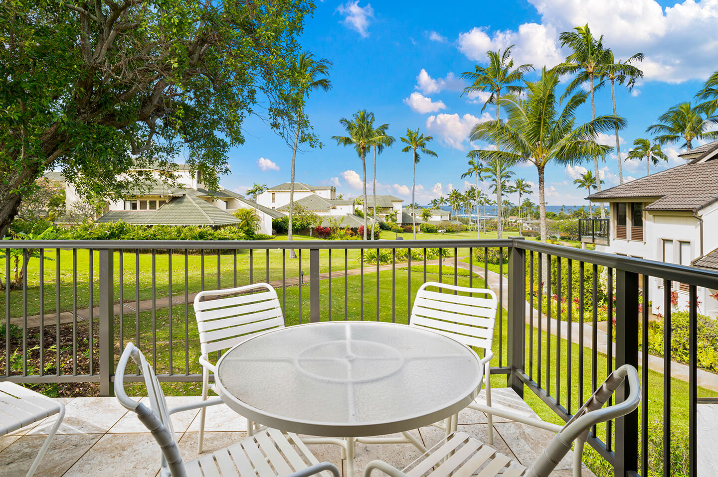 View of property lawns and ocean in the distance.
