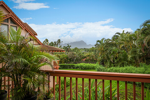 Balcony with garden and mountain views