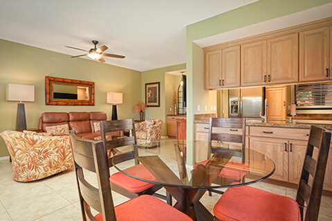 Dining area with table and chairs