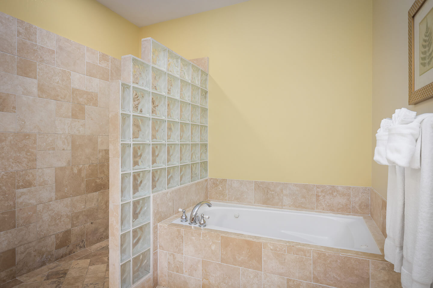 Bathroom deep soak tub.