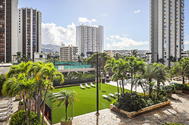 Aerial view of recreation deck.