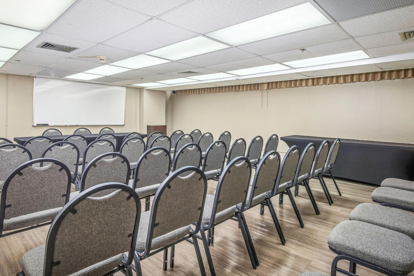 Meeting room with chairs and a table.