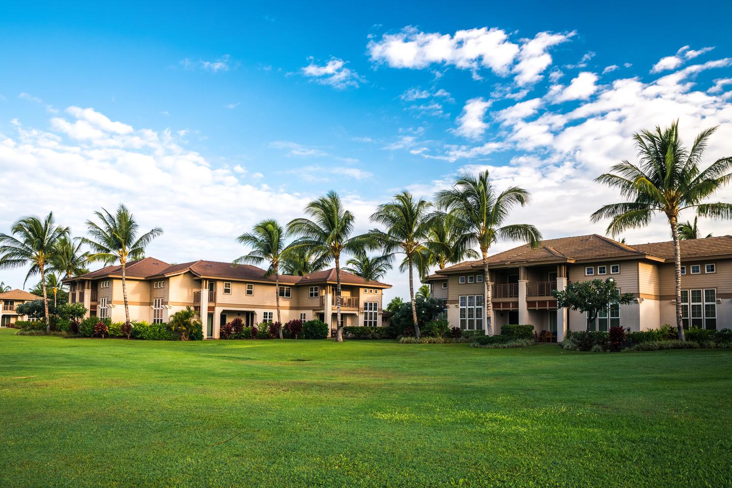 Exterior of  buildings along fairways