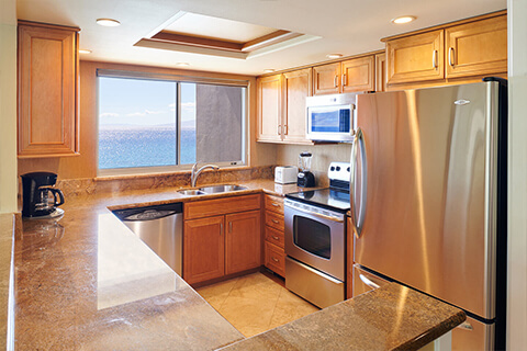 One-Bedroom Two-Bath Oceanfront Suite Kitchen